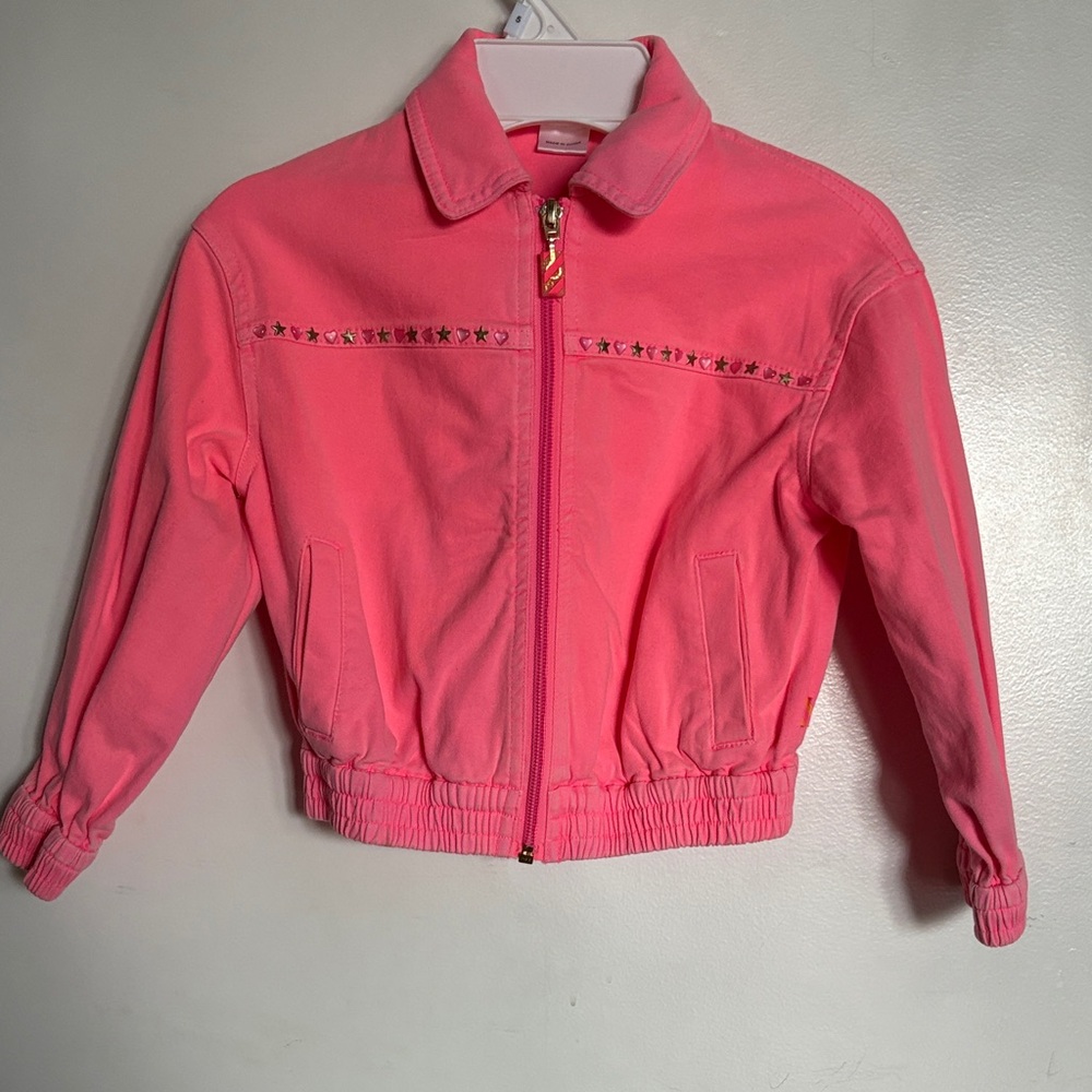 Billieblush Vibrant Pink Jean Jacket with Star Details